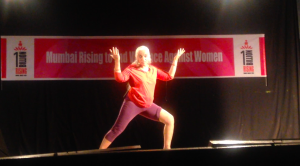 Theatre Artiste maya Rao perform here monologue the ' Walk' at one billion rising OBR) 2016 program at St Xavier in Mumbai 
