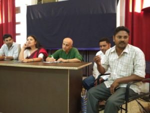 (R-L) Shaukat Ali, Riyaaz Ali, Harsh Mander, Farah Naqvi and Akram Chaudhury at the press conference in Delhi. Credit: Jahnavi Sen