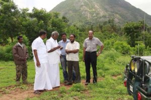 Siva on a visit with Nallakannu ayya highlighting the severe environmental hazards faced by the western ghats in coimbatore region..